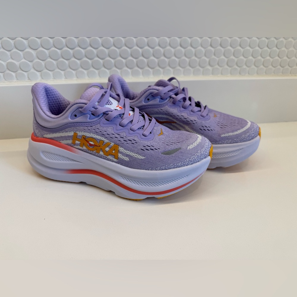 Hoka Bondi 9 Women's Sneakers lavender aster flower starlight glow NEW size 6.5 - Picture 10 of 10